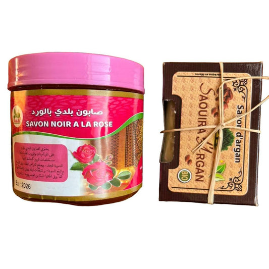 Beldi Black Soap with Argan and Rose - Argan Soap Beauty Set MoroccanGiftShop